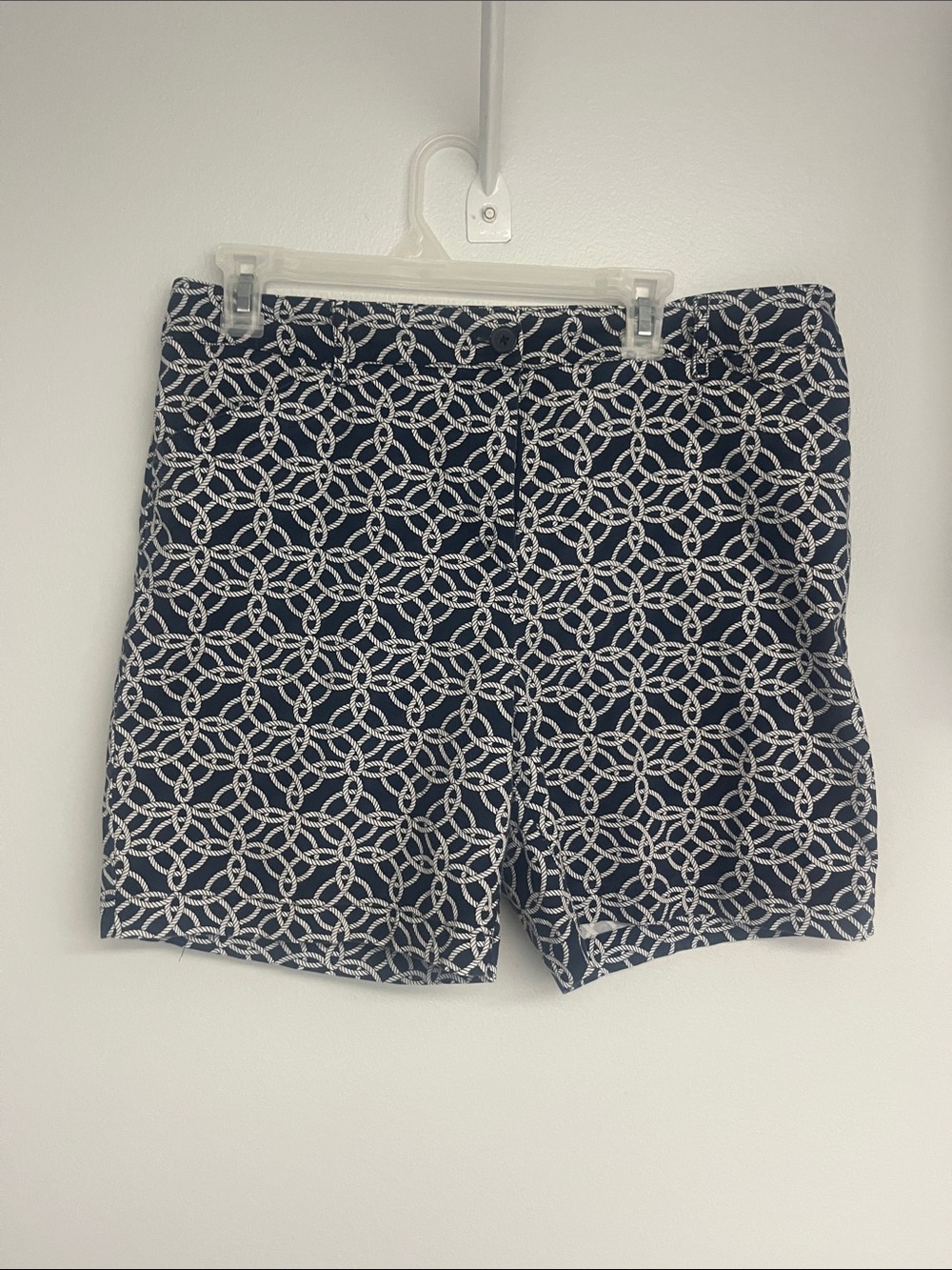 Talbots Navy Shorts with White Chain-Link Print